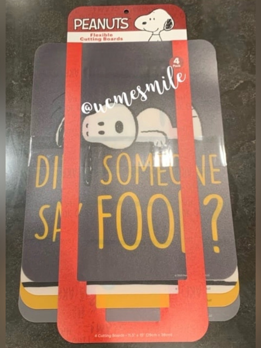 Peanuts Gray & Yellow Snoopy Flexible Cutting Boards 4-Pack